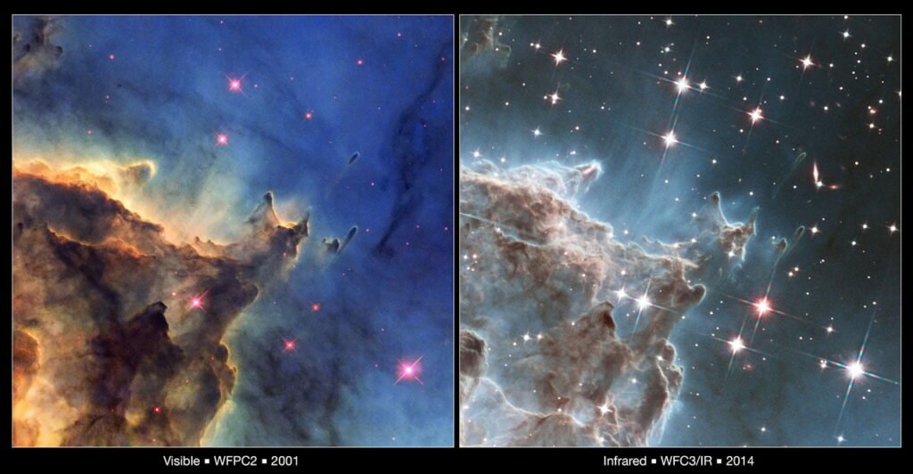 visible and infrared comparison of ngc 2174