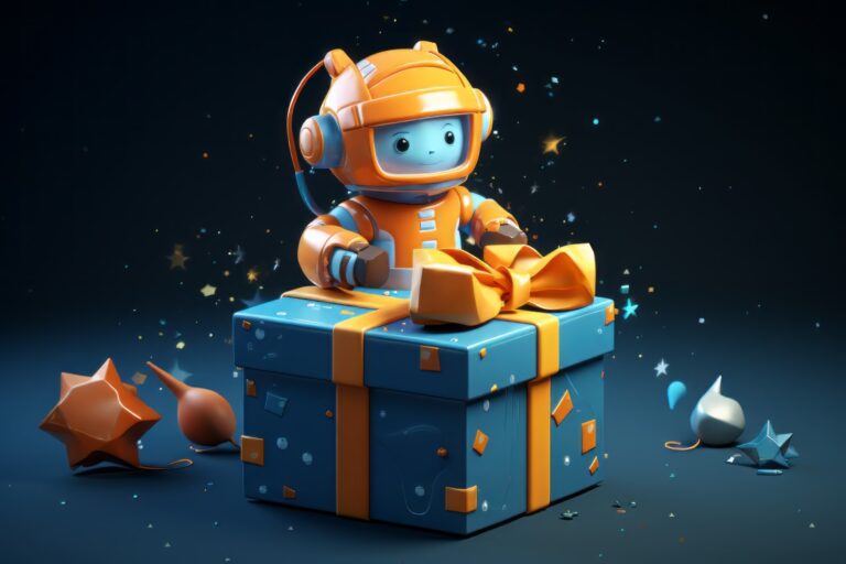 Astronomy Kits represented by an astronaut opening a present