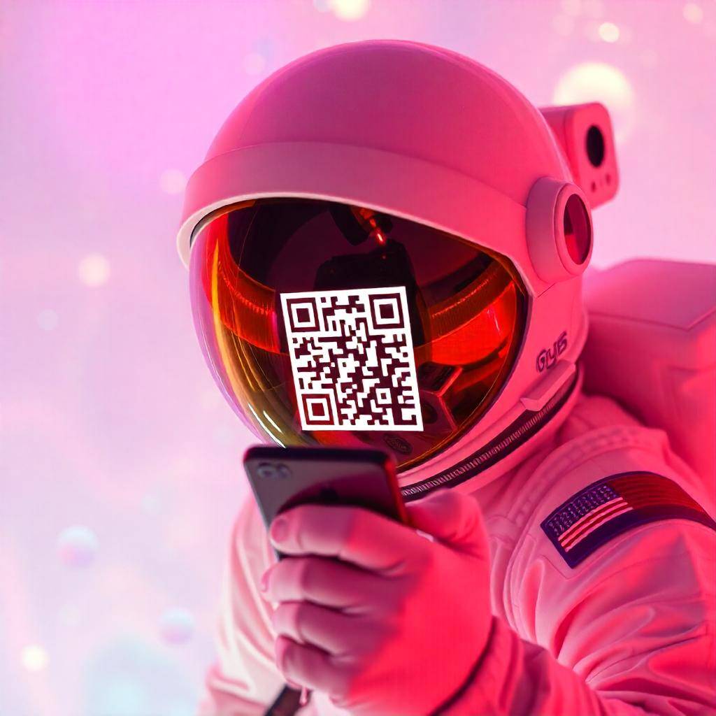 an astronaut scanning a qr code