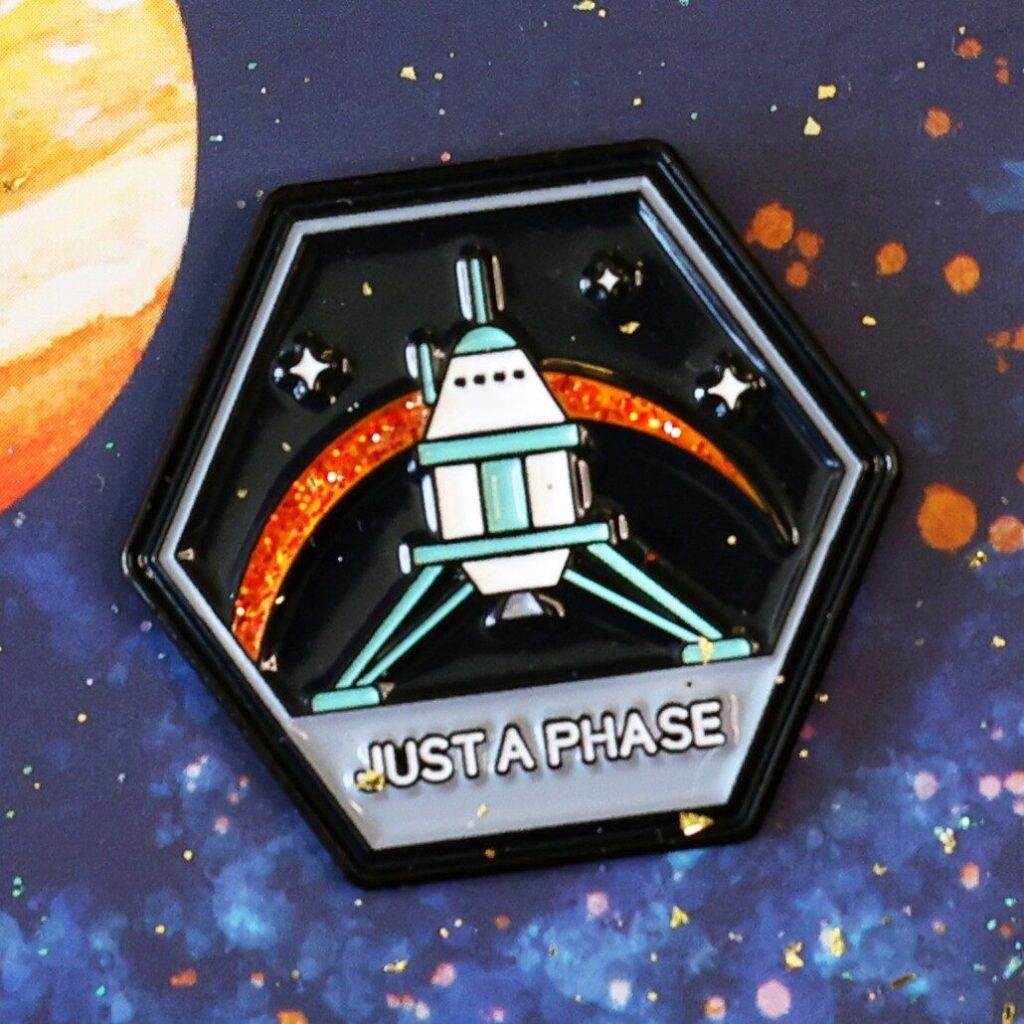 mission astro just a phase pin badge