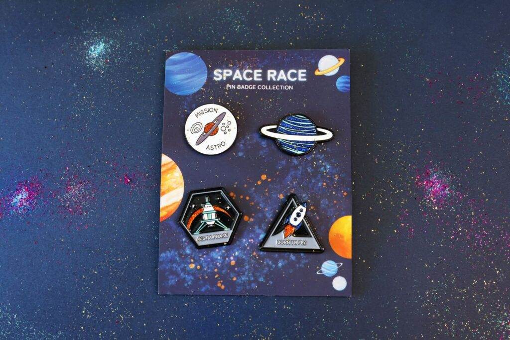 mission astro space race pin badge collection