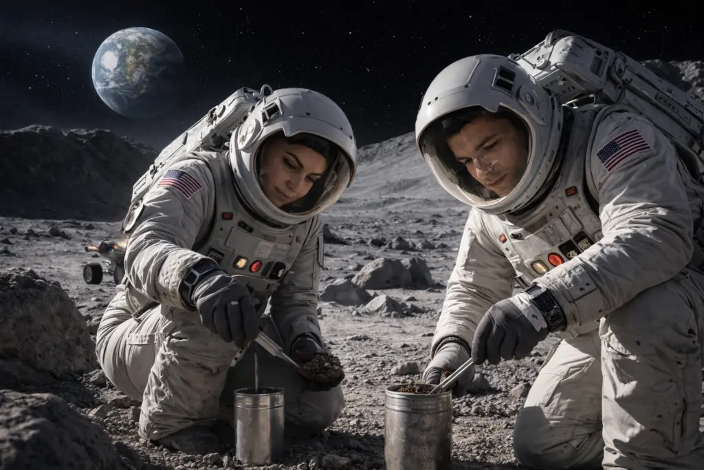 taking samples from far side of moon